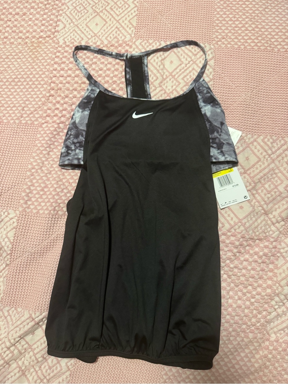 Nike Black & Gray Patterned Women’s Swim Tankini Top